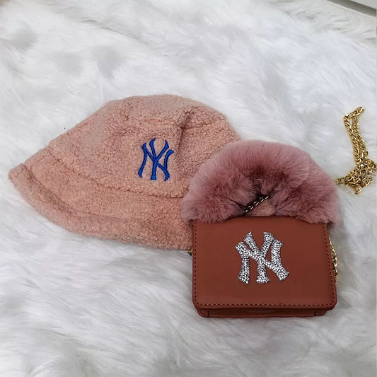 Rose “NY” Bucket Hat and Bag Set