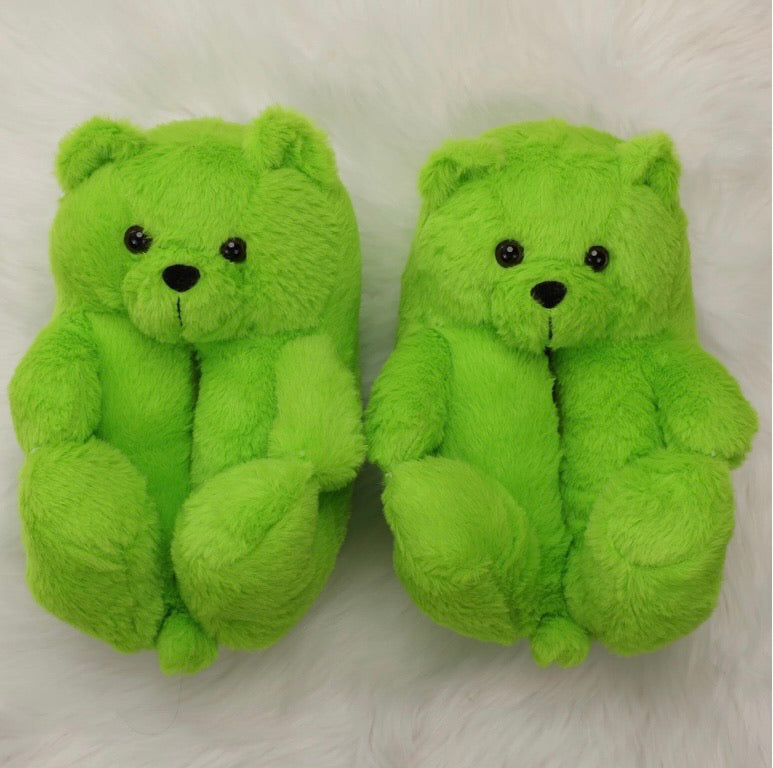 Green Teddy Slippers