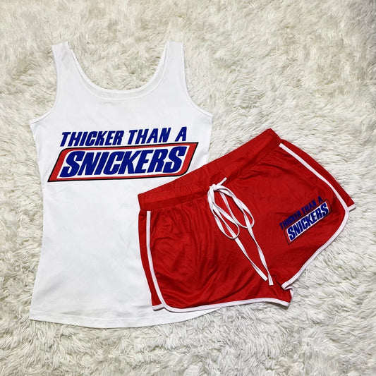 “Thicker Than A Snickers “ Red 2 Piece Shorts Set