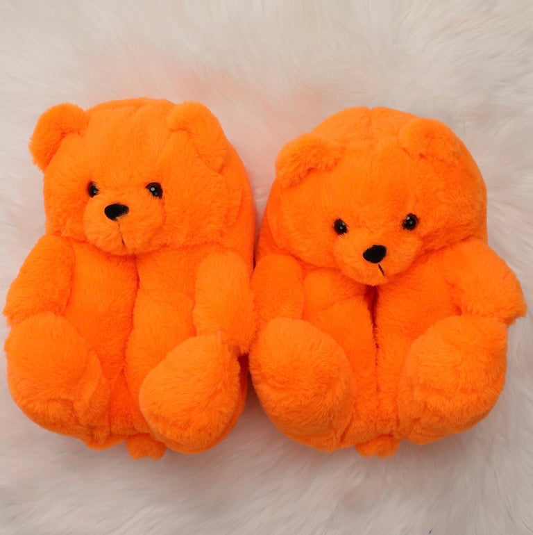 Orange Teddy Slippers