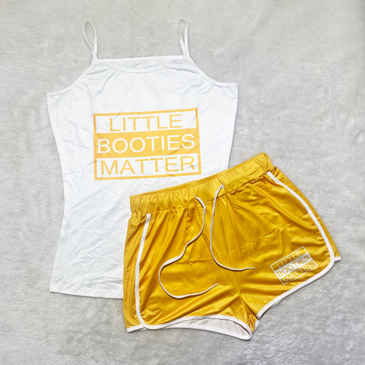 “Little Booties Matter” Yellow 2 Piece Shorts Set