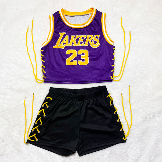 Lakers 2 Piece Black Shorts Set