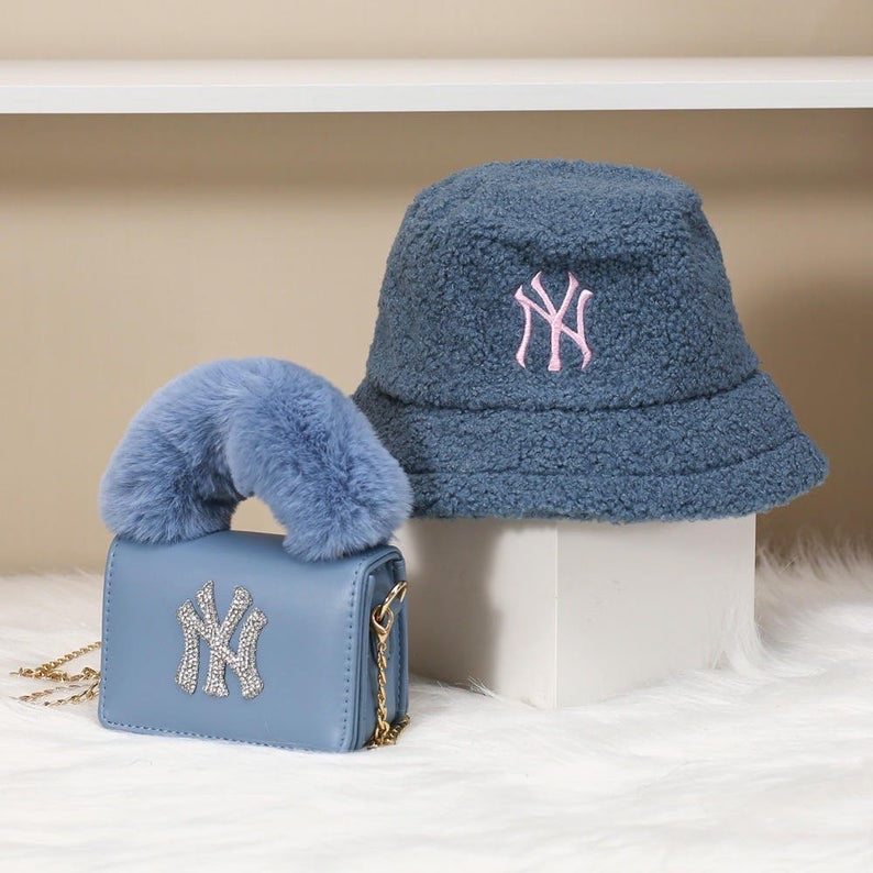 Blue “NY” Bucket Hat and Bag Set