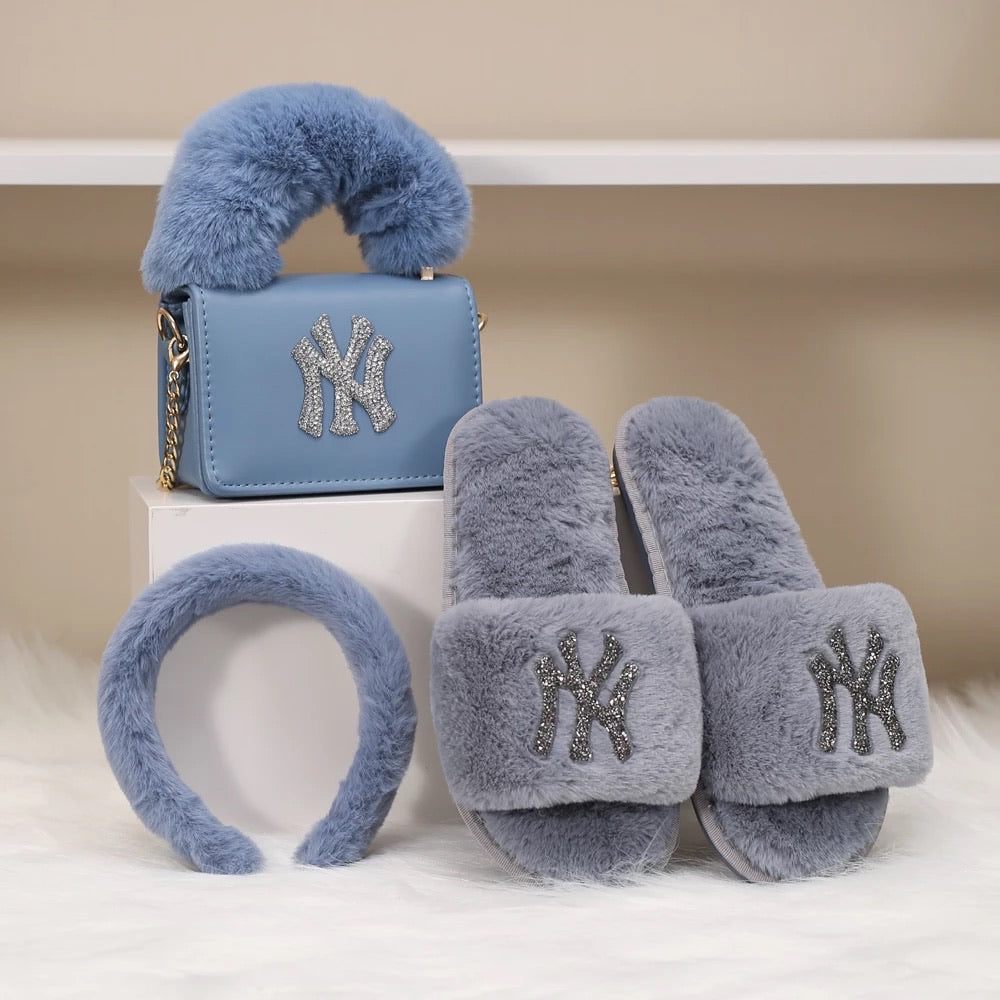 Blue “NY” Fur Set