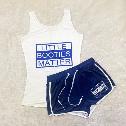 “Little Booties Matter” Blue 2 Piece Shorts Set
